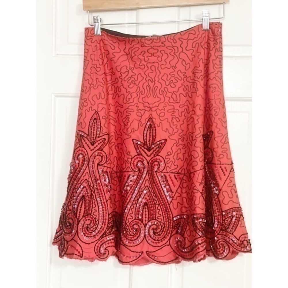 BASIL & MAUDE ANTHROPOLOGIE Sequin Beaded Embroidered Skirt